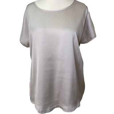 Women's Mango Basics Size Medium Metallic Beige Round Neck Short Sleeve Top