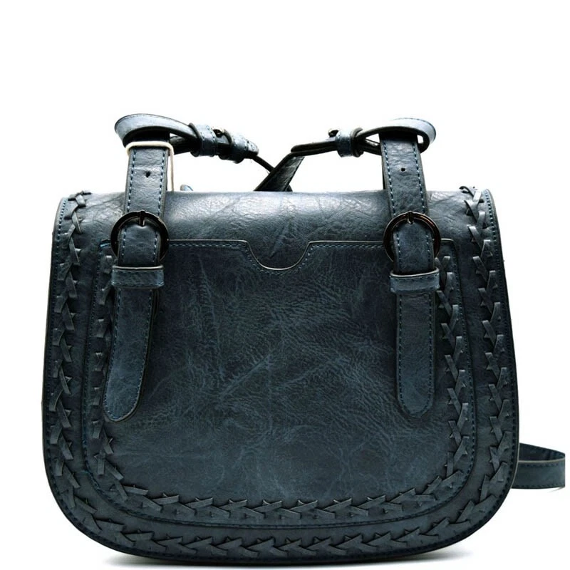 Madison West Los Angeles Bag Flap Top Crossbody Blue Braided Trim BGW-16135  | eBay