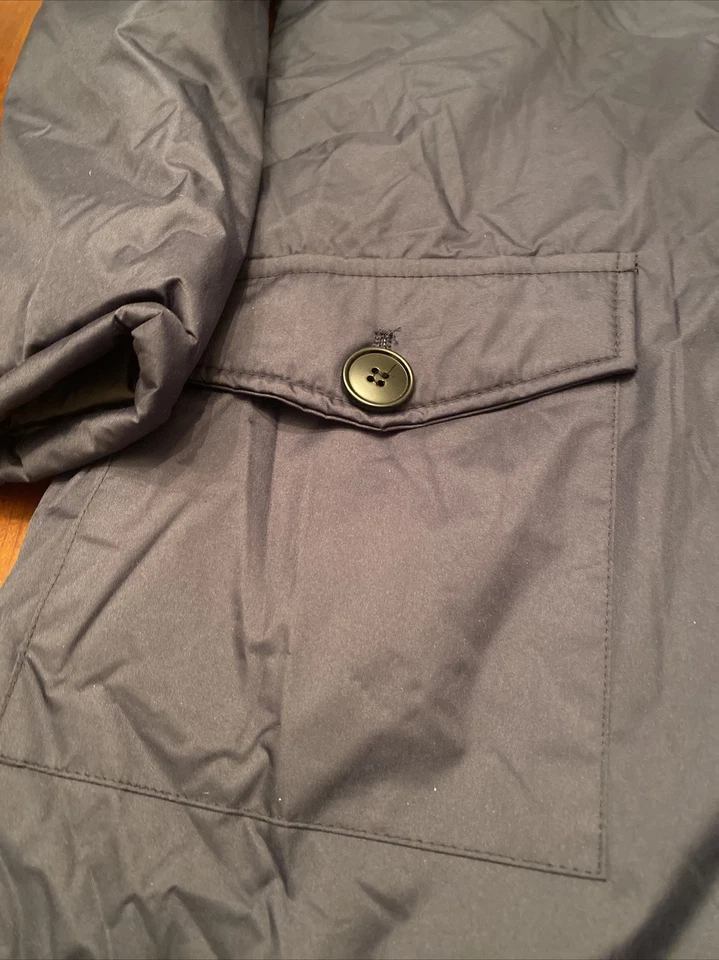 托特包夹克冬季海军蓝小号女式人造毛皮连帽防水全新带标签 — 第 3/4 张图片