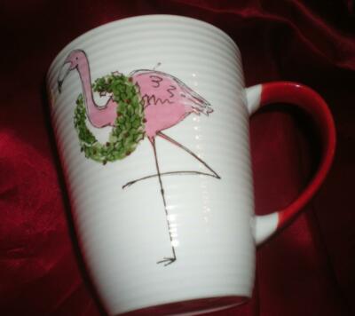 PINK FLAMINGO ''PRIMO DSIGN'' MERRY CHRISTMAS COLLECTIBLE 18oz COFFEE MUG CUP