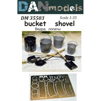 Dan Models 35503 Scale 1:35 4 Buckets, 4 Shovels - For Scale Model Kit