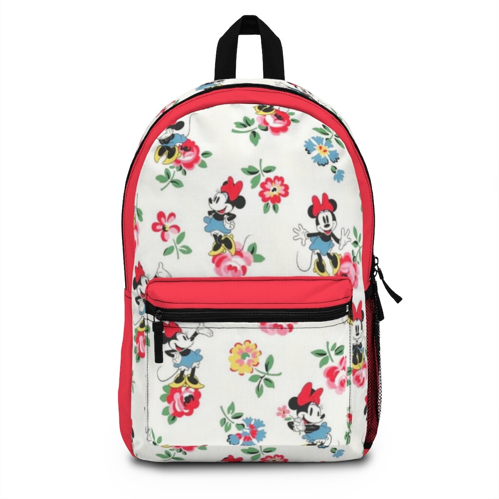 Minnie Mouse Floral Backpack, Disney Backpack, Minnie Mouse Bag, School Backpack