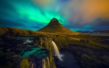 Landscape iceland aurorae mountains waterfall rocks Custom Gaming Mat Desk