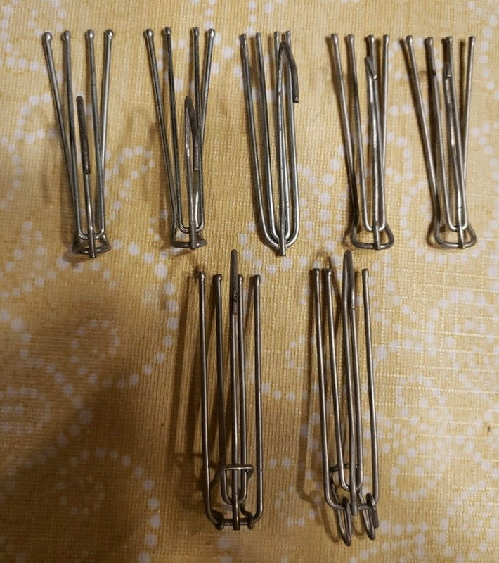 LOT (7) Vintage 4 Prong Pleater Hooks Curtain Drapery Hooks