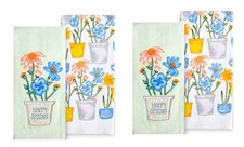 4 PCS Spring Kitchen Towels Happy Spring NEW