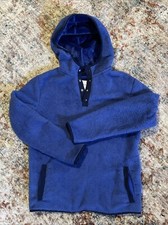 Kids Hooded Blue Fleece Pullover Faux Fur Large 12 - 14 Cat  Jack