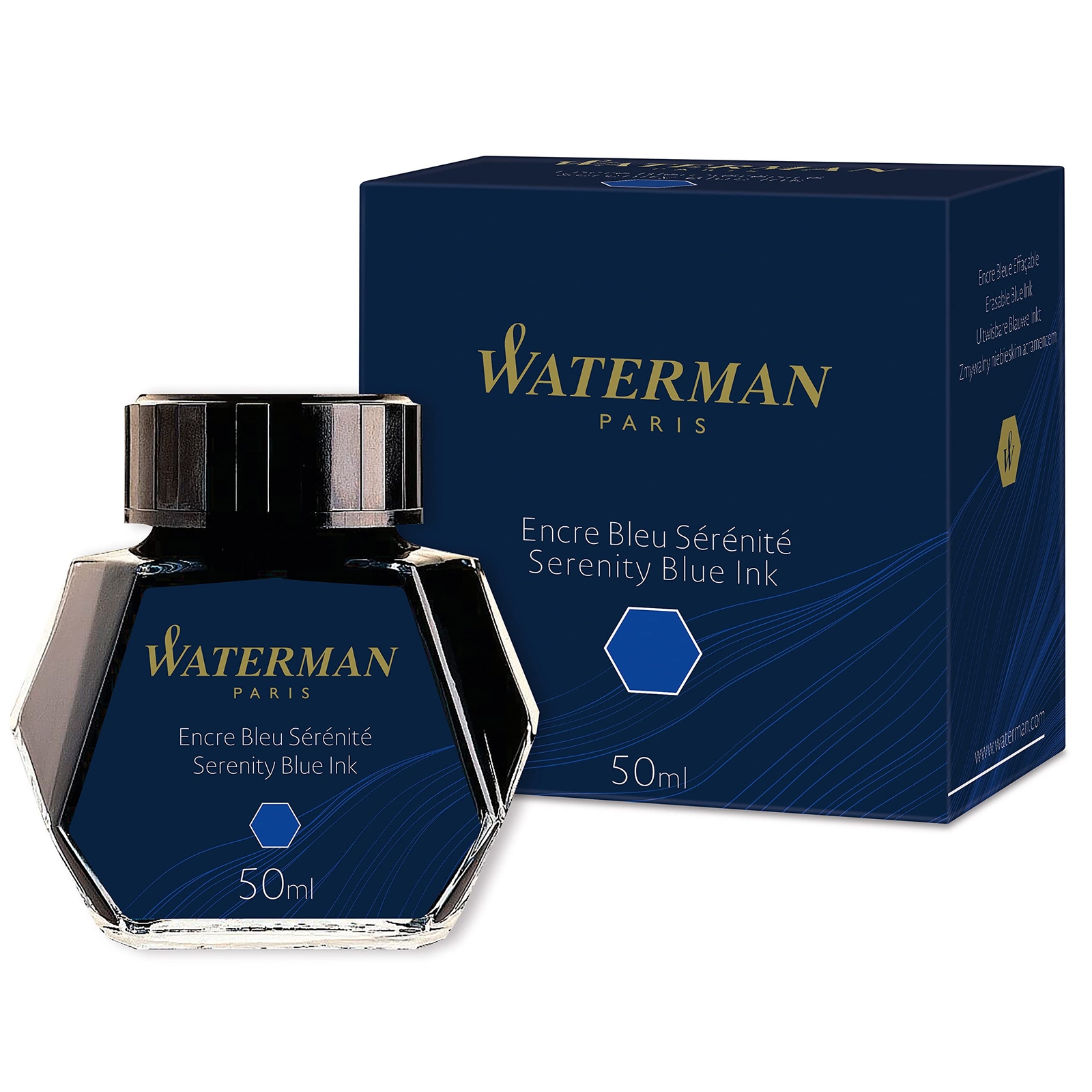 Waterman Fountain Pen Ink   Serenity Blue   50ml Bottle