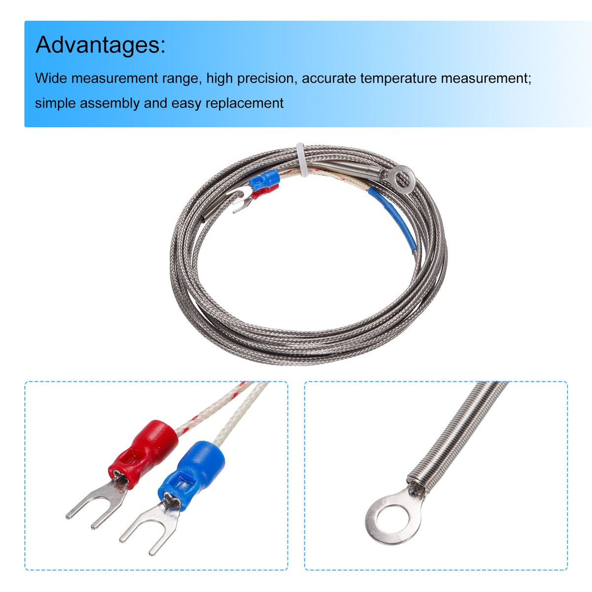 Sonde Thermocouple K Type – Ressort, Câble 1 M, Tête 5x100 Mm, Uxcell