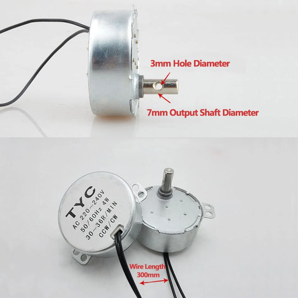 HQ 2,5/5/10/20/30U/min Micro Synchronmotor CW/CCW Getriebemotor AC 220V 4W 49KTYZ - Bild 2 von 4