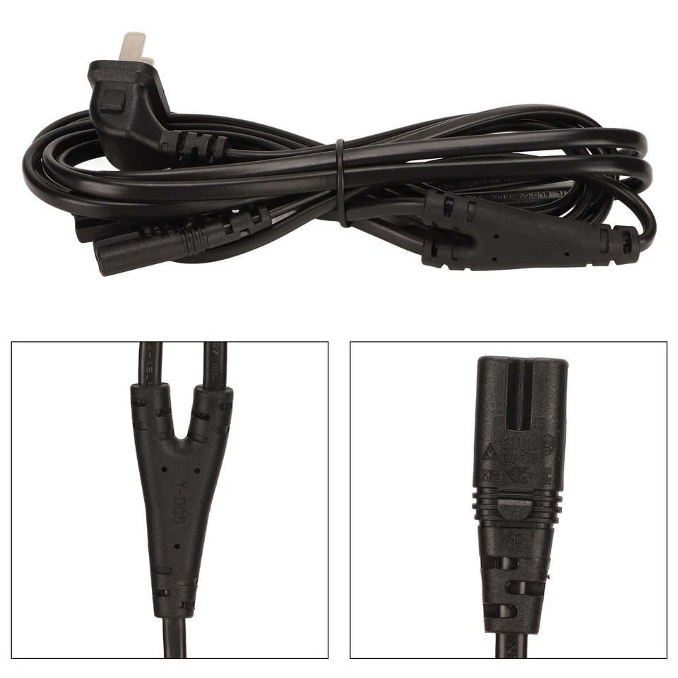 5.9ft 100‑240V 1 15P To Dual IEC320 C7 Power Cable Flame Retardant Waterpro OU - Image 4 of 4