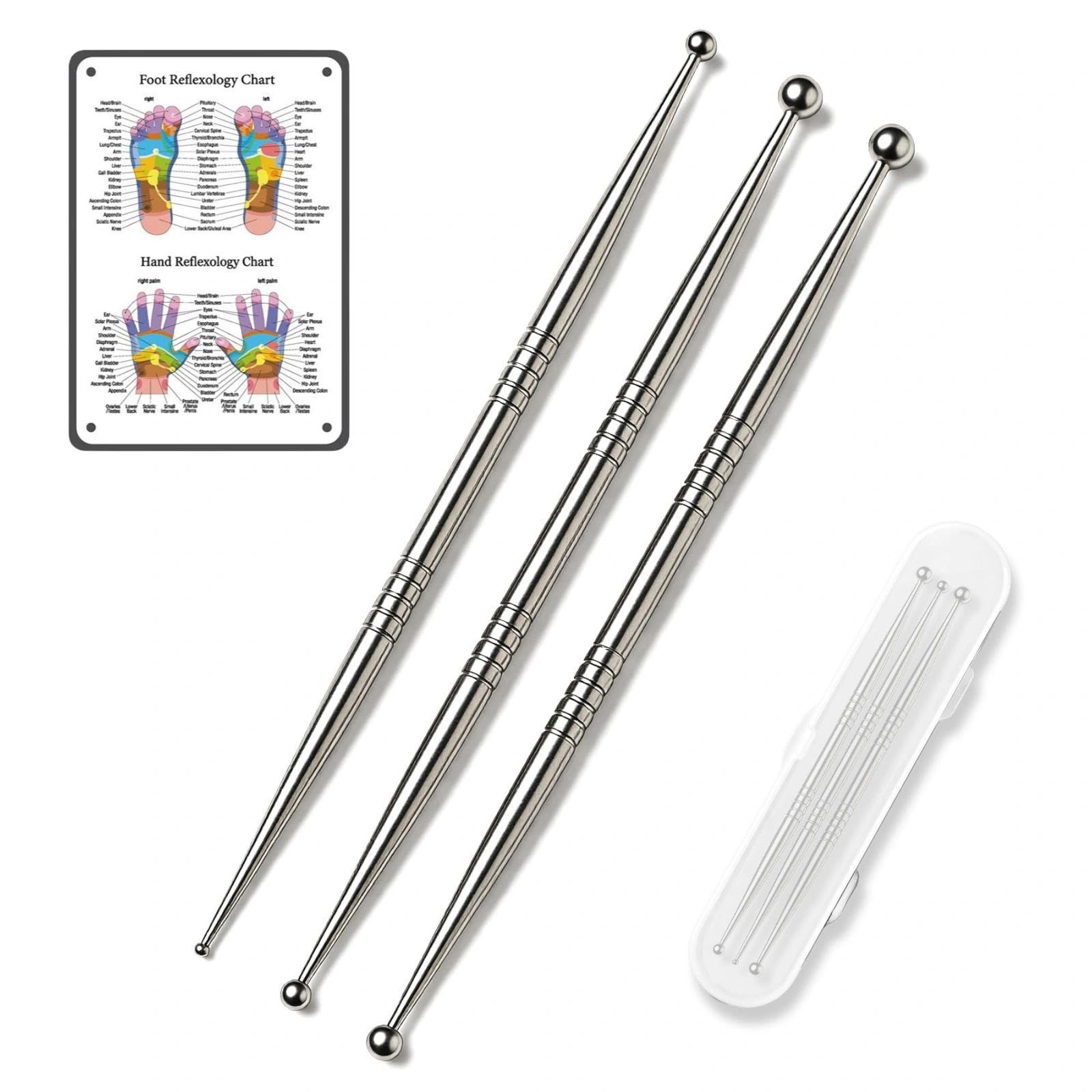 Acupressure Pen, Stainless Steel Reflexology Tool for and Body, Manual Trigge