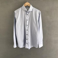 Men Eton Shirt Blue Cotton 38 / M / 46