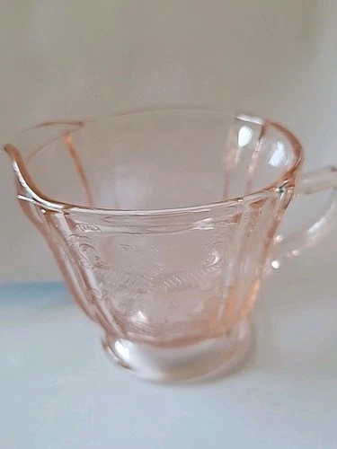 Vintage MADRID Pink Depression Glass Creamer Pitcher~Footed 4" Tall ~Excellent