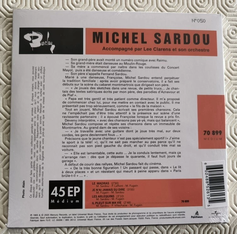 MICHEL SARDOU - LE MADRAS - Vinyle 45 tours blanc n° 50 . Neuf sous blister. - Photo 3/3