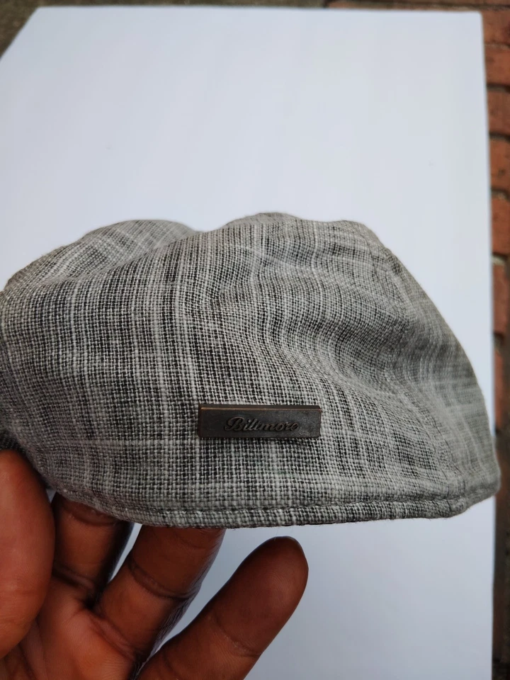 NUEVO Biltmore 1917 Mezcla de Lino Sombrero Gorra Plana Cabbie Newsboy Cuadros Gris Talla L/XL Foto 4 de 4