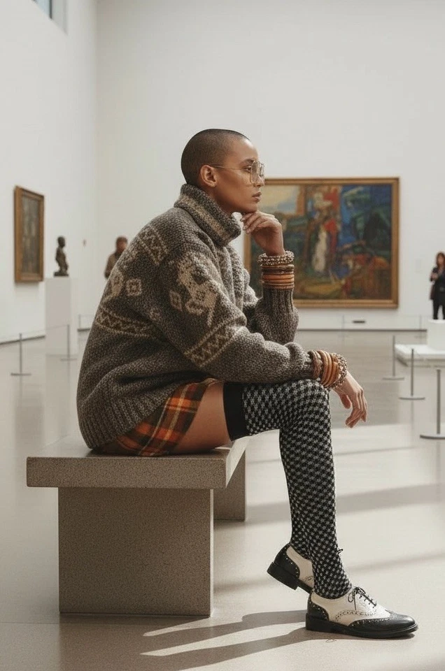 RALPH LAUREN VTG Rare Wool Silk Reindeer Hand Knit Swseater in Tan Size M Preppy - Image 3 of 4