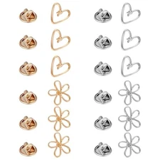 12 PCS Heart & Flower Pins for Clothes, Ymapinc Silver & Gold Pins for 