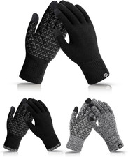 3 Pairs Winter Gloves Thermal Knit Touch Screen anti Slip Gloves Men Women