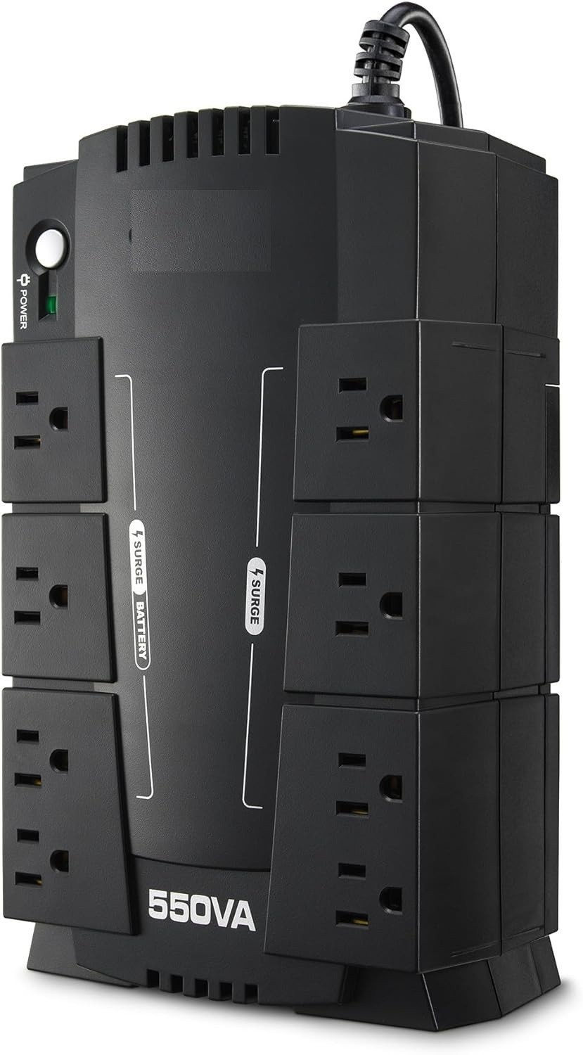 Standby UPS Battery Backup, 550VA/330W, 8 Outlets, Compact, UL Certified