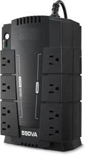 Standby UPS Battery Backup, 550VA/330W, 8 Outlets, Compact, UL Certified