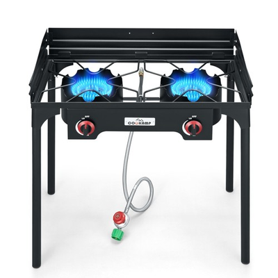 #ad High Pressure Double Propane Burner With Windscreen Outdoor Camping Stove wit... $155.55