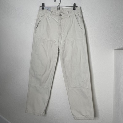 H&M Loose Fit Coupe Ample Carpenter Double Knee Jeans White Mens 29x32
