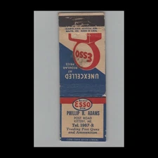 Matchbook Cover Esso Gas Station Phillip H. Adams Kittery ME