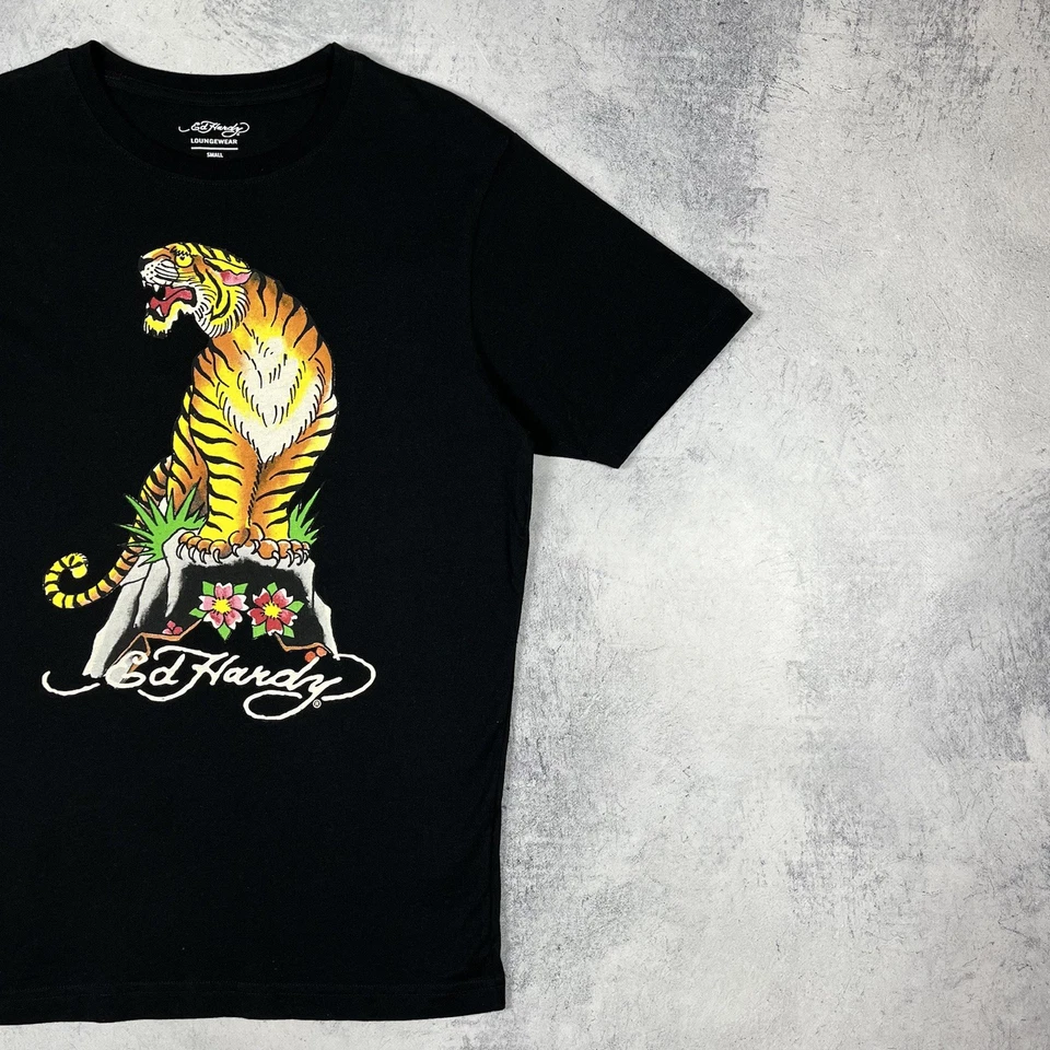 Camiseta Ed Hardy Loungewear Tiger Tattoo Big Logo Y2K para hombre talla pequ... - Imagen 3 de 4