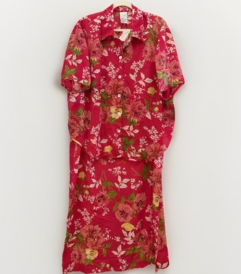 Studio C Woman 20W Pink Floral 2 Piece Maxi NWT Wedding Guest Dress Feminine