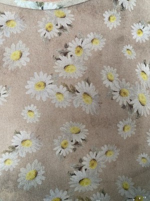 Christian Dior Floral Pleated Dress Sheer Nude Daisy Silk Midi