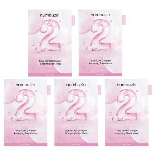 No.2 Rose PDRN Collagen  Plumping Beauty Sheet Mask, 5 Sheets. 1.11 fl oz (33