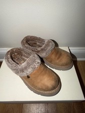BOBS by Skechers Brown Faux Fur Memory Foam Clogs Slip On Shoes