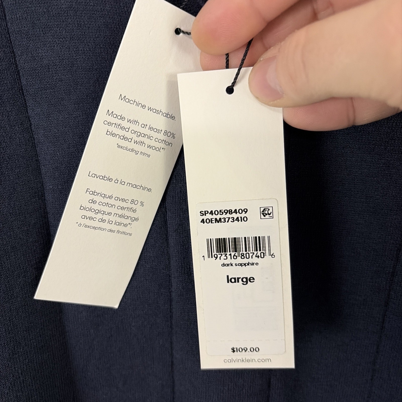 Calvin Klein Classic Fit Vertical Stitched Polo Shirt Blue Size Large NWT thumbnail 3