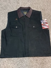 Wyoming Traders XL Cody Conceal Carry Zip Up Black Canvas Ranch Wear Cowboy Vest