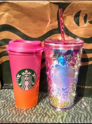 Starbucks Faceted Prism/Tumbler Kristall Look plus 1 Becher gratis Reusable Cup