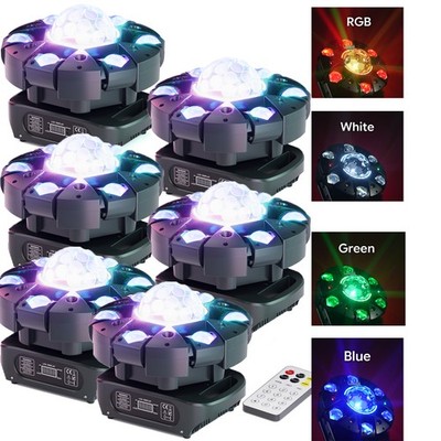6Head Rotable Moving Head Light RGBW Magic Ball Beam Laser Strobe DMX Remote
