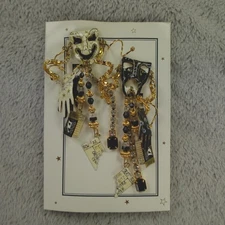 Lunch at the Ritz Earrings Act Two Theater Mask Signed Clip On Menu Card