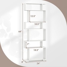 Bookcase 6-Tier Bookshelf with Anti-Tipping Kit Freestanding Display Shelf White