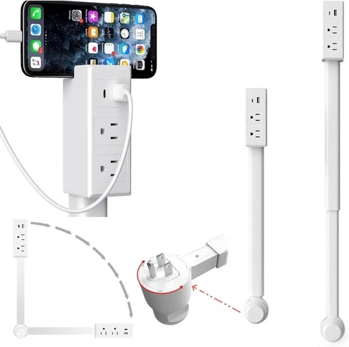 AC Outlet Extender With 2 AC Outlets + 2 USB Charging Ports Max 28" Long