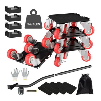 Heavy Duty Furniture Dolly with 5 Wheels, 3474LBS Capacity, 360° Rotatable Rubbe