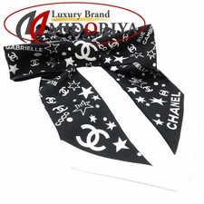 CHANEL Hair Accessories Scrunchie Star Coco Mark Silk Black Ladies /181993