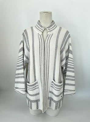 FROGBOX Long Cardigan ohne Verschluss Oversized Weiß/Schwarz Gr.42/44 NEU