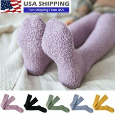 Women Winter Long Over Knee Fluffy Stocking Legs Warmer Coral Fleece Bed Socks
