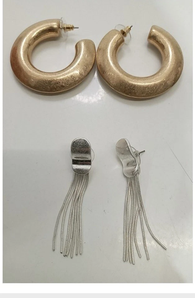 4 pares de pendientes HSN Marla Wynne en tono dorado/plateado, NUEVO Foto 3 de 4