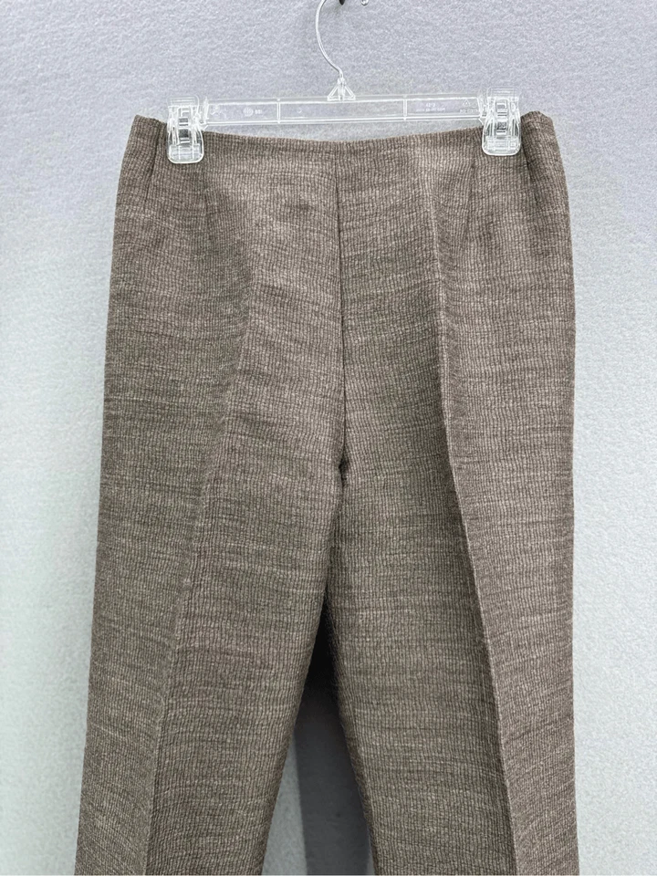 Винтажный шелк и шерсть женщин желтовато-коричневый хаки высокая талия плиссированные брюки брюки размер 8 - Изображение 2 из 4