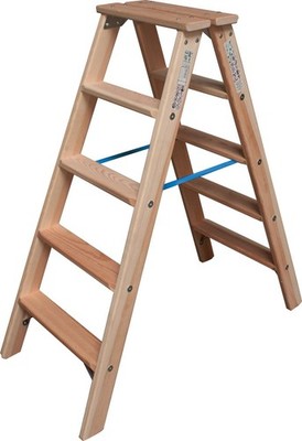 STABILO Stufen-DoppelLeiter Holz Anzahl Sprossen: 2x5