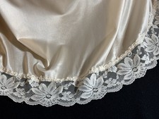 Vtg Silky Nightie Gown Full Soft Silky NYLON Lace Top Nightgown Negligee Slip S