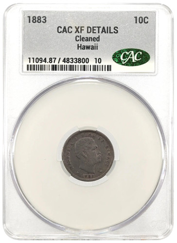 1883 Hawaii Silver 10c CAC XF Details