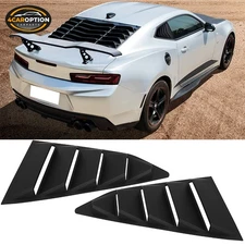 Fits 16-24 Chevy Camaro Coupe Rear Side Window Louvers Scoop Cover Matte Black