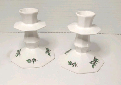 Nikko Christmastime Set of 2 Candle Holders Candlesticks 4'' 